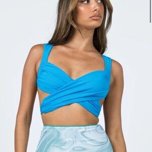 Shein Cross Wrap Top Blue